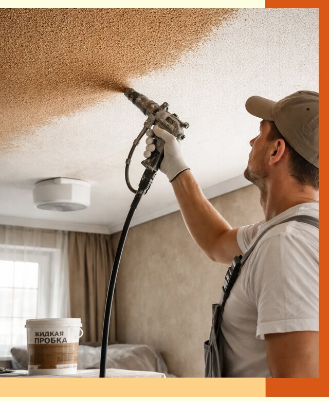 Утепление потолка жидкой пробкой в Сургуте от 3578 руб. | ТепломастерСрг