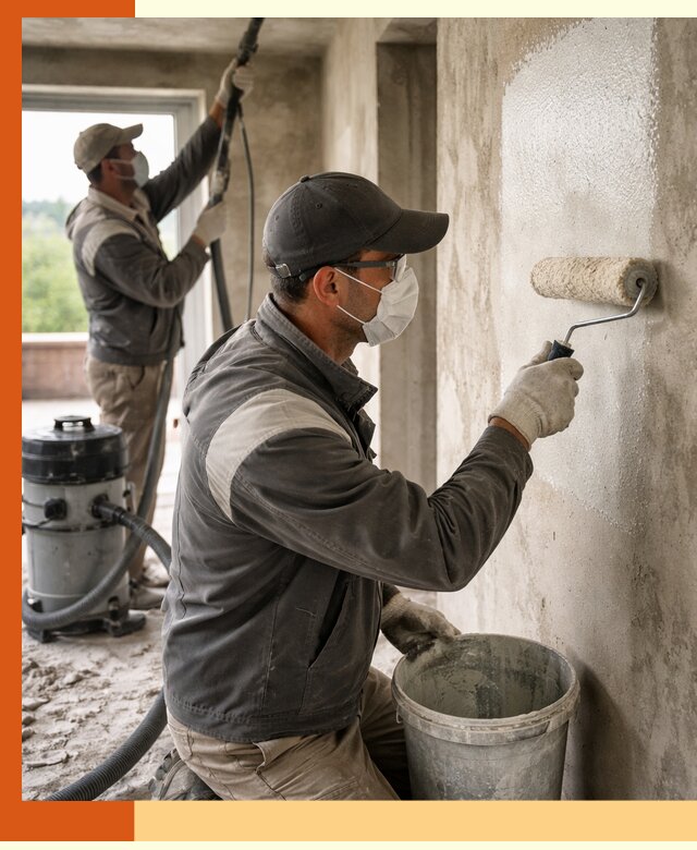 Подготовка поверхности под напыление утеплителя в Сургуте